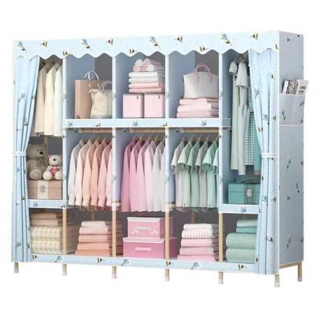 No 1 Double Armoire En Tissu Pliable Armoire De Renfort Assemblage Armoire Abs Bois Avec Couverture En Tissu De Coton Achat Vente Penderie Mobile Cdiscount
