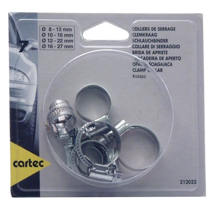 CARTEC 7 colliers de serrage 8->27mm