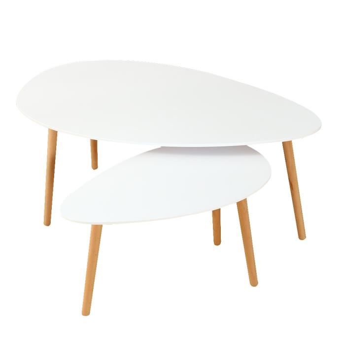 Ensemble de deux tables basses style scandinave blanc - Cdiscount Maison