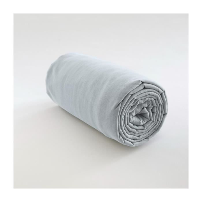 Drap Housse - Les Ateliers du Linge - Gris Clair - 160 x 200 cm - 100% Coton - Bonnet 35 cm