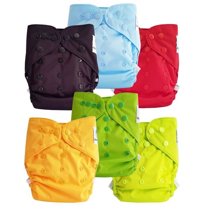 Lot de 6 couches lavables TE2 à doubles goussets Canaille MAMAN ET BB NATURE Mixte