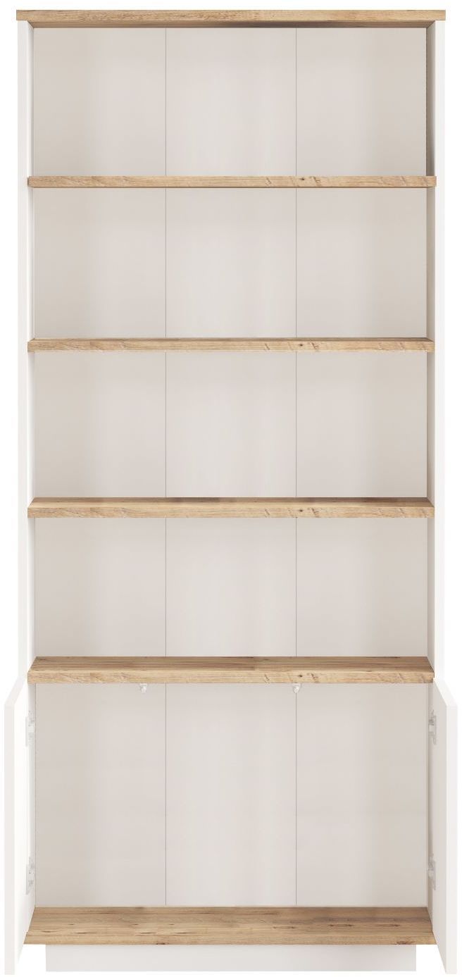 Bibliothèque élégante - FR16 - 2 portes - 75 x 168 x 27 cm - Pin atlantique / Blanc