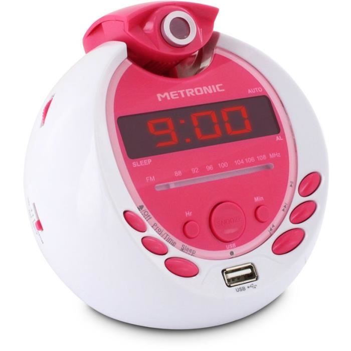 Radioréveil FM projection double alarme METRONIC Pop Pink 477022