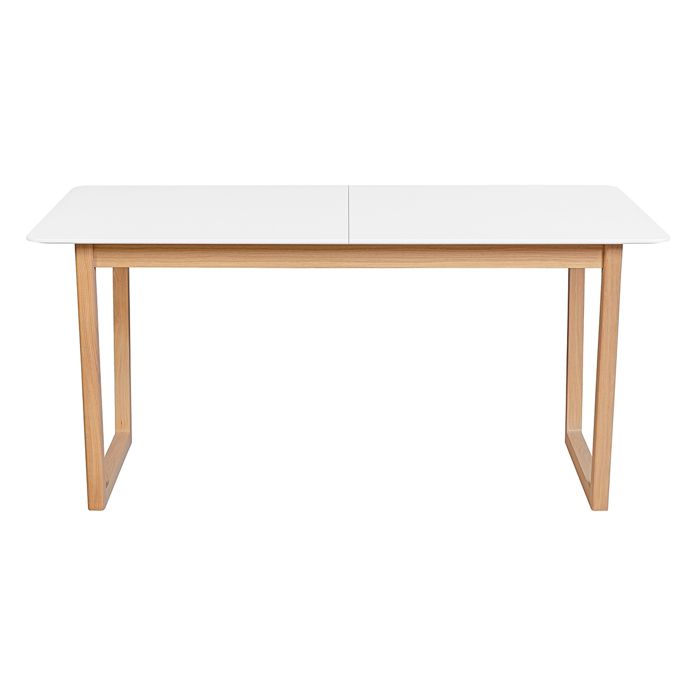 Miliboo - Table à manger extensible rectangulaire rallonges intégrées finition blanc et bois clair chêne massif L160-240 cm LAHO
