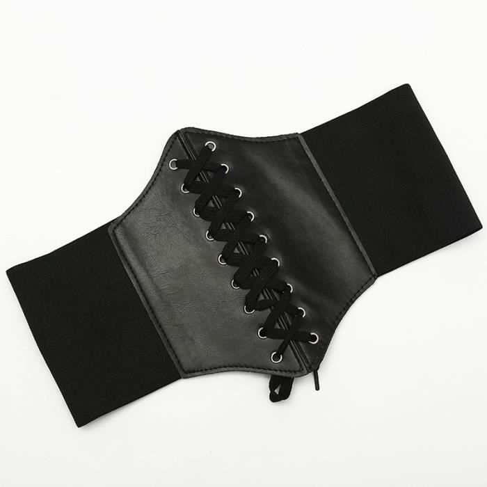 Ceinture Large Faux Cuir Femme - Style Gothique Punk - Boucle à Gland - Taille Unique (Tour 101-109cm)