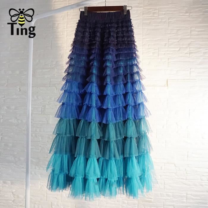 GORLYA - Jupe Longue Asymétrique à Volants Pour Filles 6-14 Ans - Tissu 100% Polyester, Taille Haute élastique - Style Bohème, Idéale Pour Occasions Spéciales Ou Quotidien