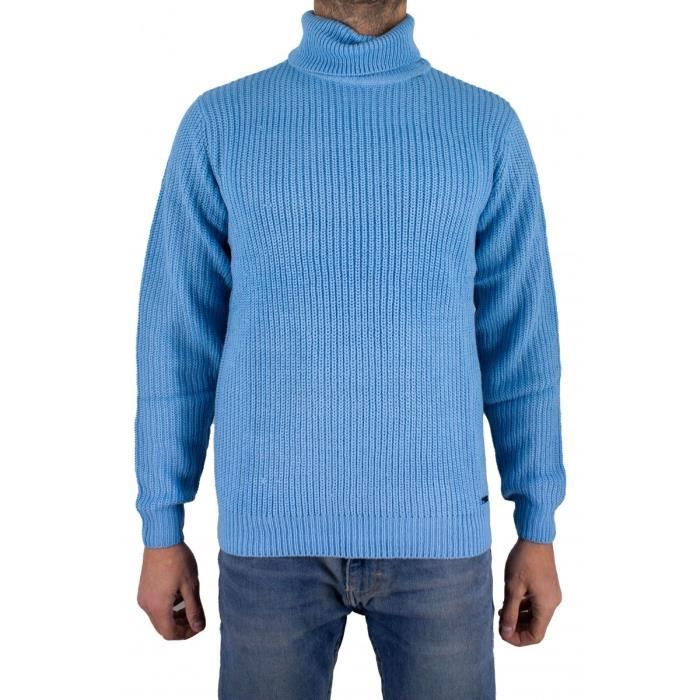 Pull col roulé homme bleu ciel best sale