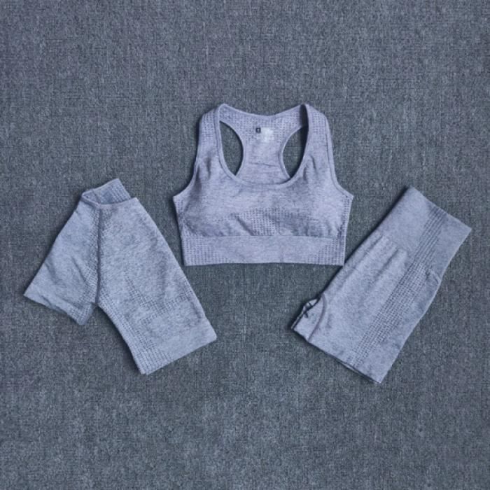 Ensemble Yoga Fitness Femme - Haut Et Short Gym Sport, Tenue Entraînement Courte