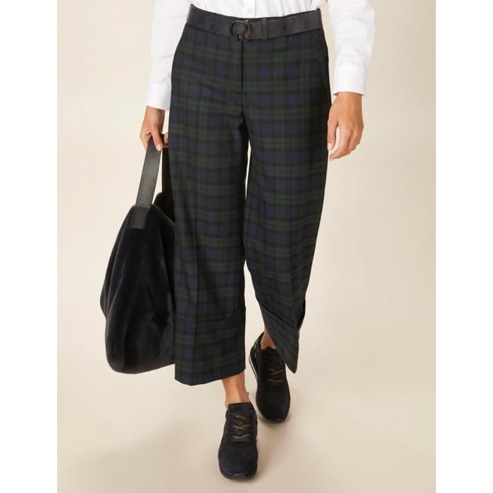 Pantalon large femme a carreaux River Woods coupe droite et large vert Vert Cdiscount Pret a Porter