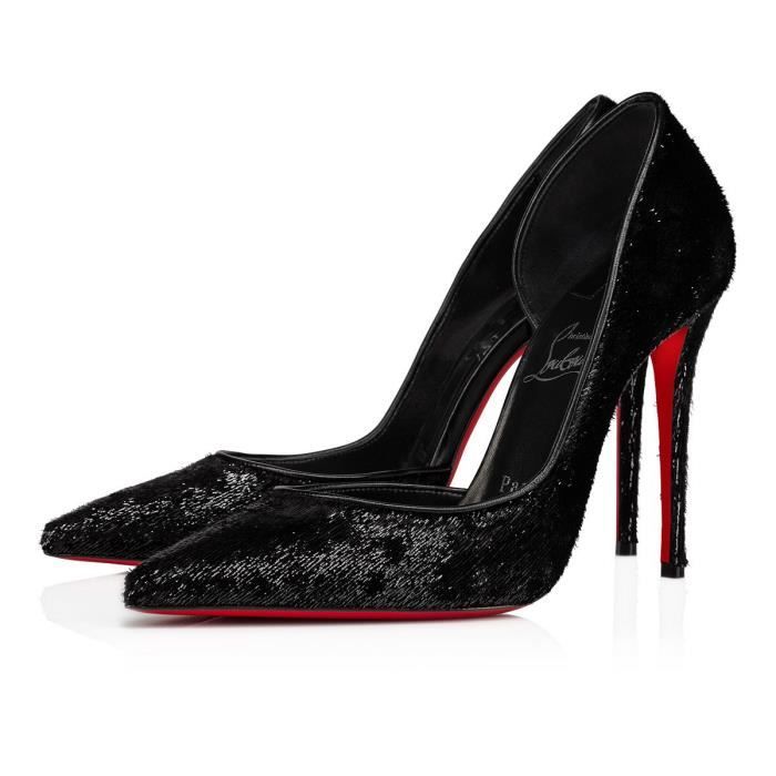 CHRISTIANx LOUBOUTINSx Iriza 100 Red Sole Runner Femme noire CUIR CL ESCARPINS Velvet Pumps Haute 100mm Sz 40 Achat Vente CHAUSSURES D ATHLETISME pas cher Cdiscount