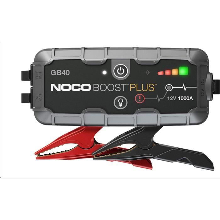 NOCO Boost Plus GB40, 12V 1000A Booster Batterie Voiture, UltraSafe Lithium Jump Starter, et Pack de Démarrage Voiture pour Moteurs