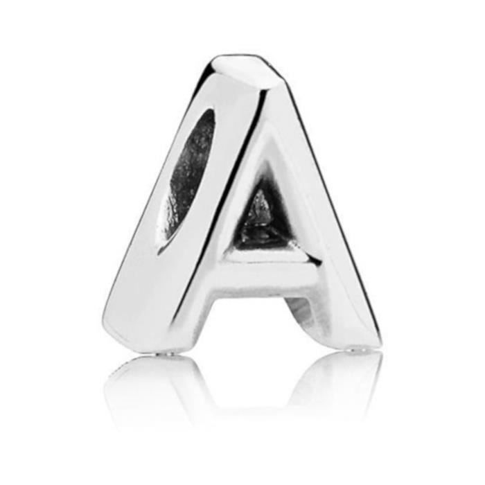 KEQ Charme Lettre Initiale En Argent 925 – Pendentif Zirconia 5A Scintillant, Personnalisable Pour Bracelet Européen Pandora Style, Bijou Prénom Femme Élégant