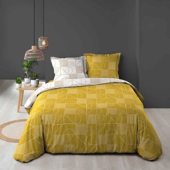 Parure De Lit 3 Pièces  lineor  240x220cm Jaune - Paris Prix