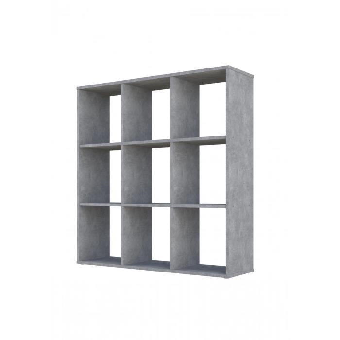 etagères bibliothèque séparateur de pièce regal 9 cubes polini kids - gris béton - l 103,7 x p 29 x h 106,9 cm