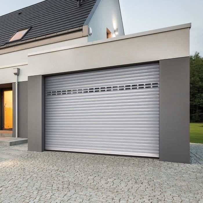 Porte De Garage Blanche Enroulable Motorisee Somfy Avec Hublot H