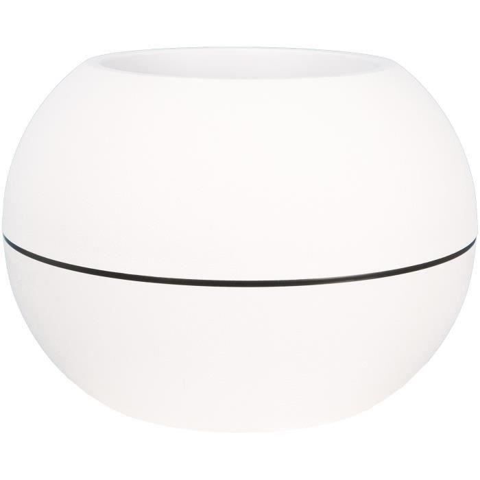 Bac à fleurs rond RIVIERA GRANIT BOULE - Plastique - Diamètre 50 cm - Blanc