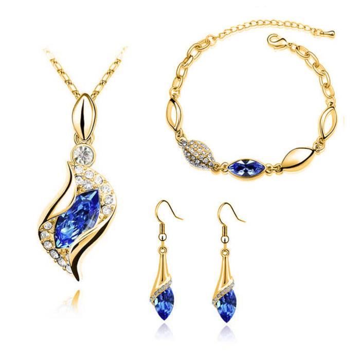 Parure ensemble femme collier boucles d'oreilles bijoux fantaisie fête des mères 