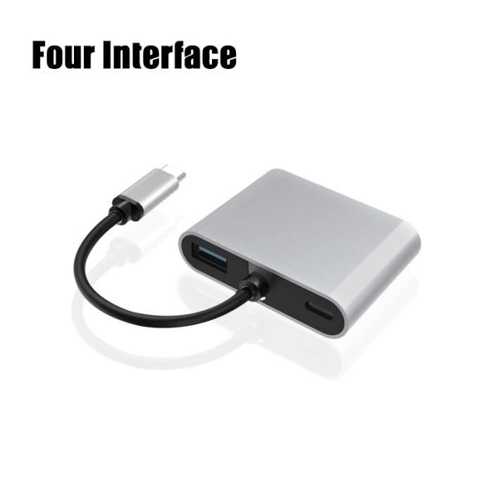 Station D'accueil USB-C Ronde 4 Ports - Hub 4-en-1 480 Mbps, Voyant LED, Compacte Pour Ordinateur Portable, Tablette, Téléphone - 10