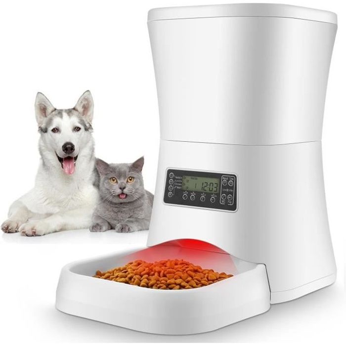 Comparer les prix de Distributeur d'aliment Automatique de Nourriture 7L, Distributeur Programmable de Croquettes Pour Chats et Chiens, Blanc