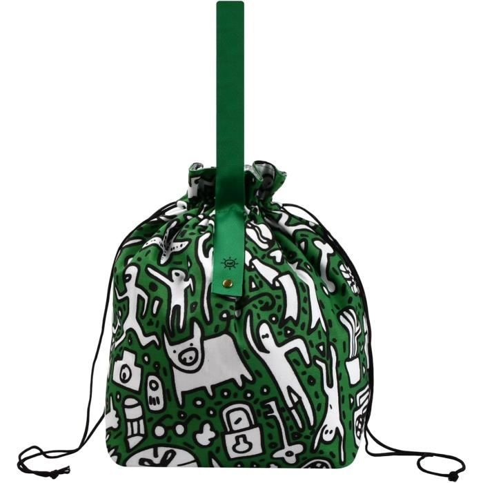 Sac à Lunch Isotherme XZEEMO 9L - Motif Graffiti - Toile De Coton - Cordon De Serrage