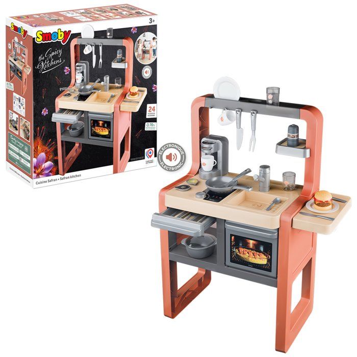 Cuisine pour enfant - Smoby - Modèle Safran - Dès 3 ans - Accessoires inclus - Fabriqué en France