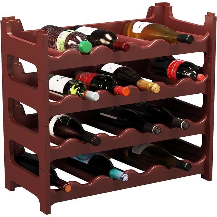 Étagère à bouteilles Modulable ARTECSIS 48 Bouteilles - 60x28x106 cm  (LxlxH) – Cave à vin en plastique, Brun - Range bouteille - Cdiscount Maison