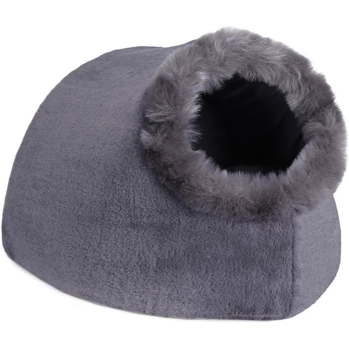 Panier Pour Chat Douillet En Forme De Grotte - 60x45x35 Cm, Flanelle, Lavable, Fermé Pour L'hiver