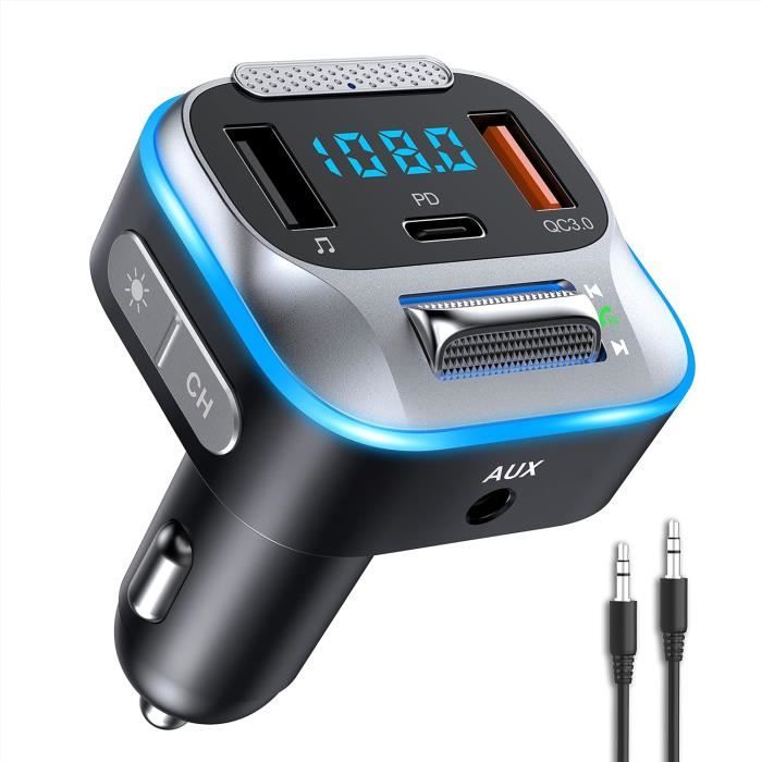 Transmetteur FM Bluetooth Voiture - Puce 5.4, Charge Rapide PD 30W + QC 12W, Appels Mains Libres, Lecture USB/SD, Compatible Tous Véhicules
