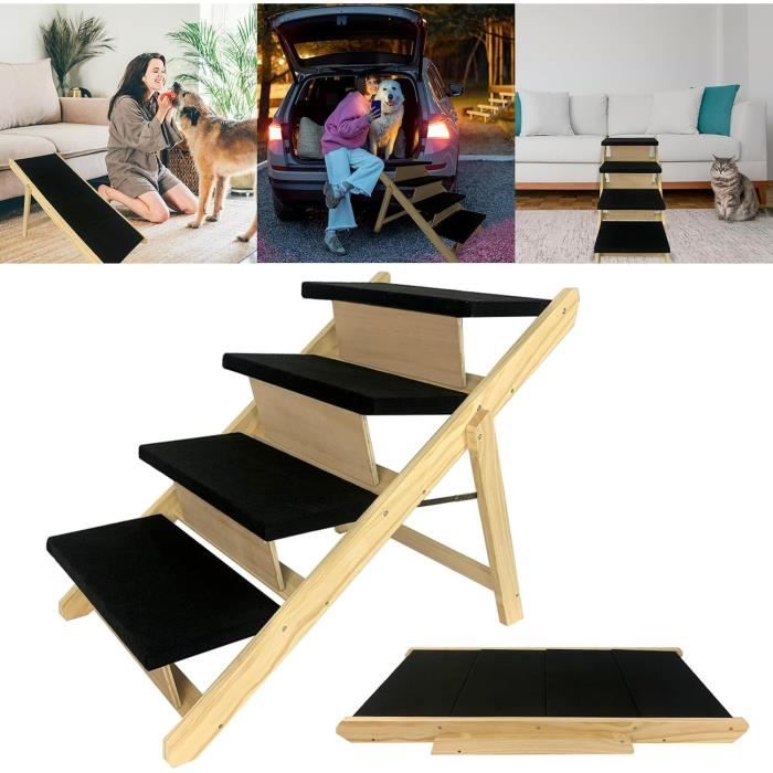 Rampe Pliable Pour Chien En Bois Antidérapante Avec Housse - Escalier Véhicule Et Repose-Pieds Pour Petits Animaux