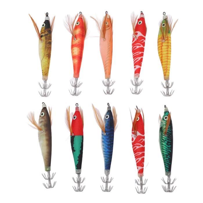 Lot De 4 Leurres Lumineux Crevettes - Crochets Renforcés #6 - Pour Pêche Au Calmar, Seiche, Poulpe - Eau Douce Et Salée