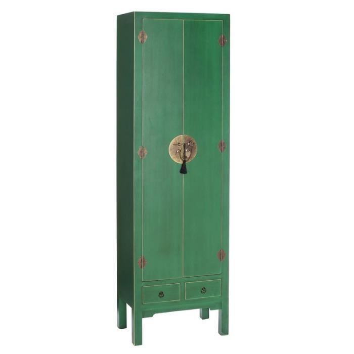 Armoire Lingere 2 Portes 2 Tiroirs Vert Meuble Chinois Pekin