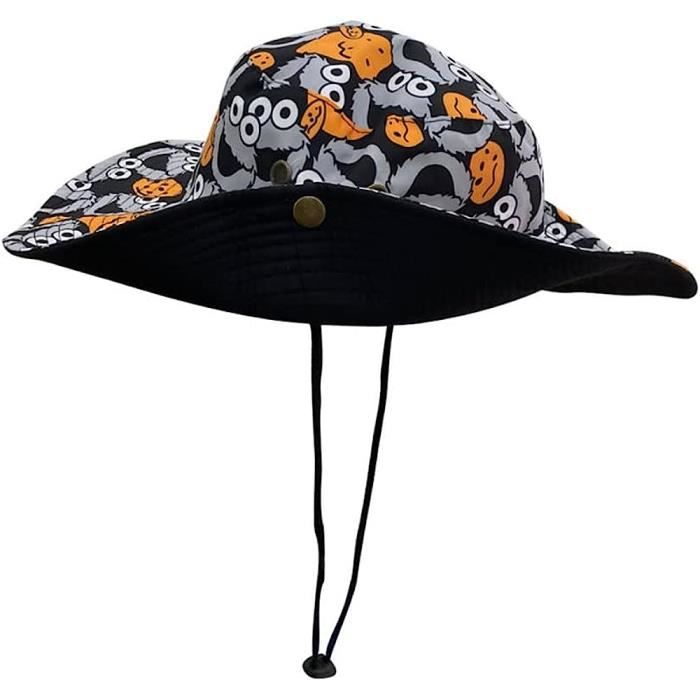 Chapeau Seau Boonie Militaire - Camouflage Noir, Taille L, Coton, Pour Chasse, Safari, Extérieur