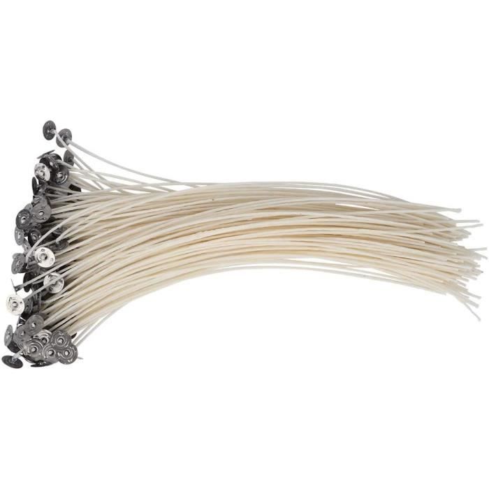 Mèches Bougie Coton Lot De 100 - Avec Supports, Sans Fumée, Pour DIY Bougies, Noël, Cadeaux