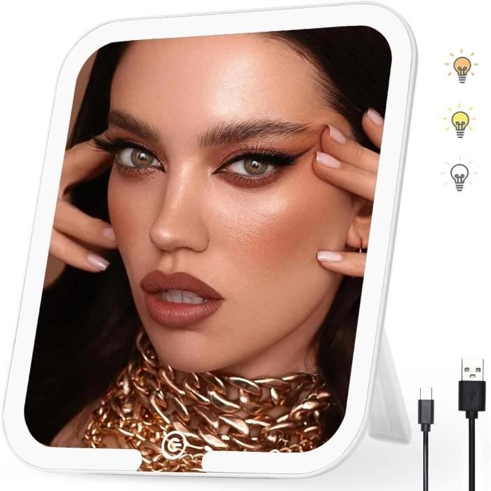 DUcare Miroir de Maquillage Portable Pliable avec Support pour Voyage, Camping, Maison – Taille L