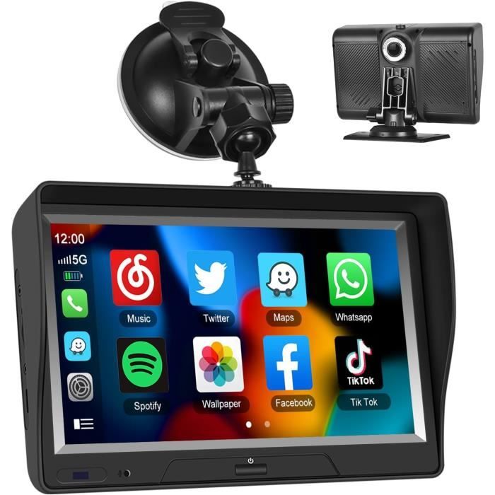 Hodozzy Kit Caméra de Recul 4K avec 4 Caméra AHD Filaire, CarPlay sans Fil Android Auto, Voiture Écran Tactile 10,36 Pouces 4 Split Moniteur, Bluetooth, FM Loop Recording USB/TF Écran CarPlay