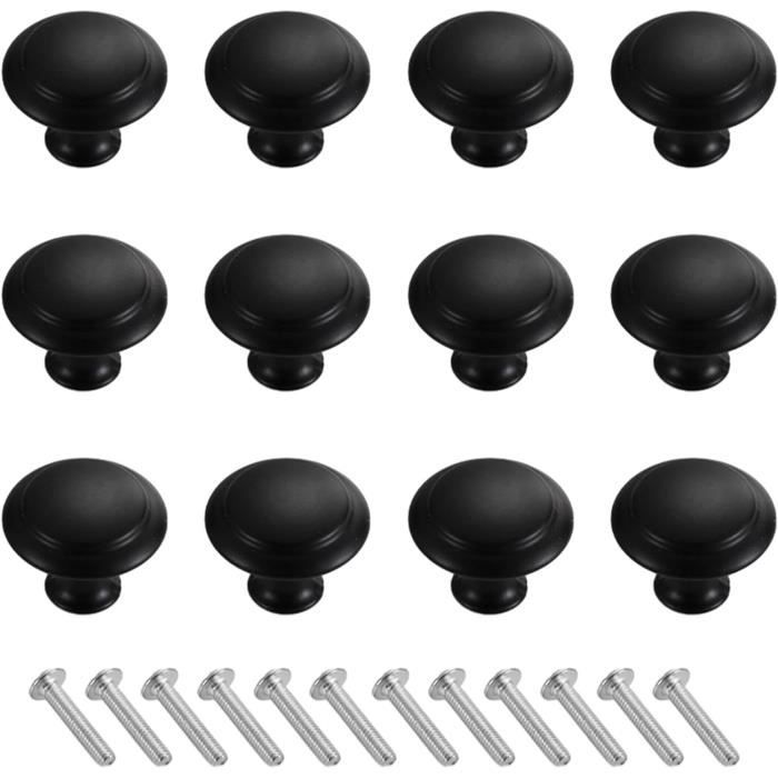 Lot De 6 Boutons Vintage Noir Mat 2,2 Cm (18mm) à 2 Trous - Réf. 3469 - Occasion Pour Customisation