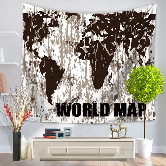 Get Wallpaper Tapisserie Decoration Murale Carte Mondiale Retro Free
