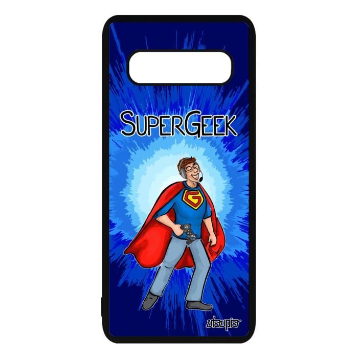 Coque S10 Silicone Super Geek Humour Gamer Drole Personnalise Console Jeux Video Bleu Play Noir Pas Cher Texte Heros Samsung Galaxy Cdiscount Telephonie