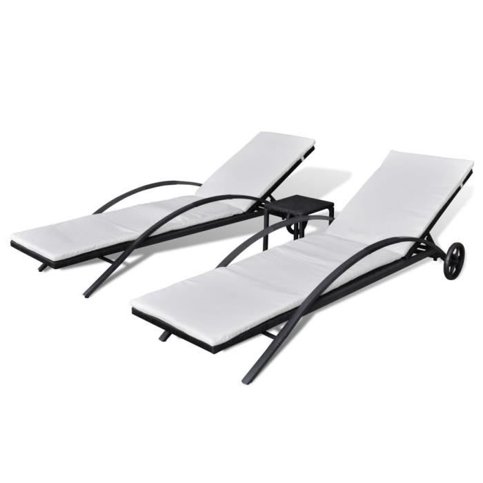 vidaXL Chaises longues et Table Lot de 2