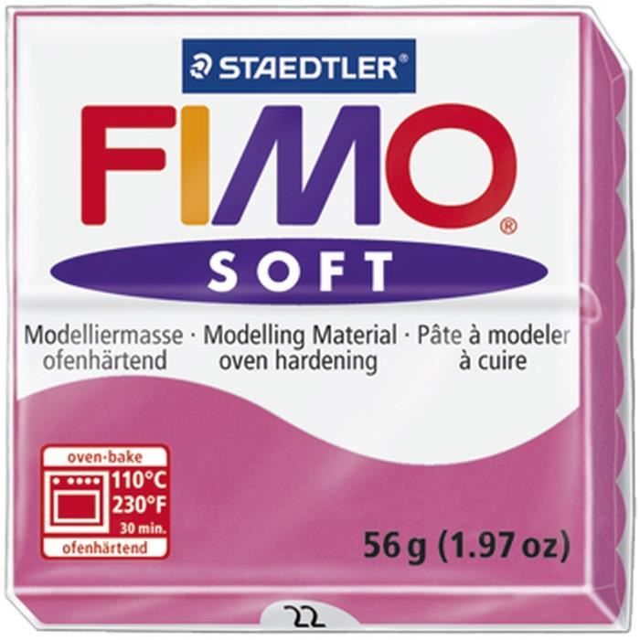 STAEDTLER Pâte à modeler à cuire Fimo Soft bloc 56 g framboise