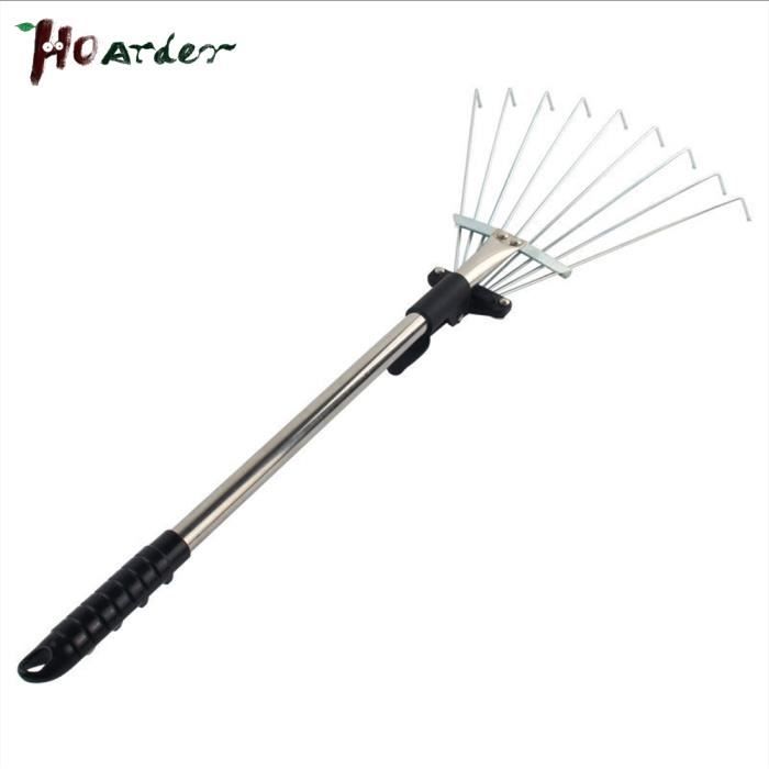 Râteau Télescopique ORIENTOOLS - Largeur Réglable 19-52cm | Manche Adjustable 82-160cm | 15 Dents | Parfait Pour Feuilles Et Jardin