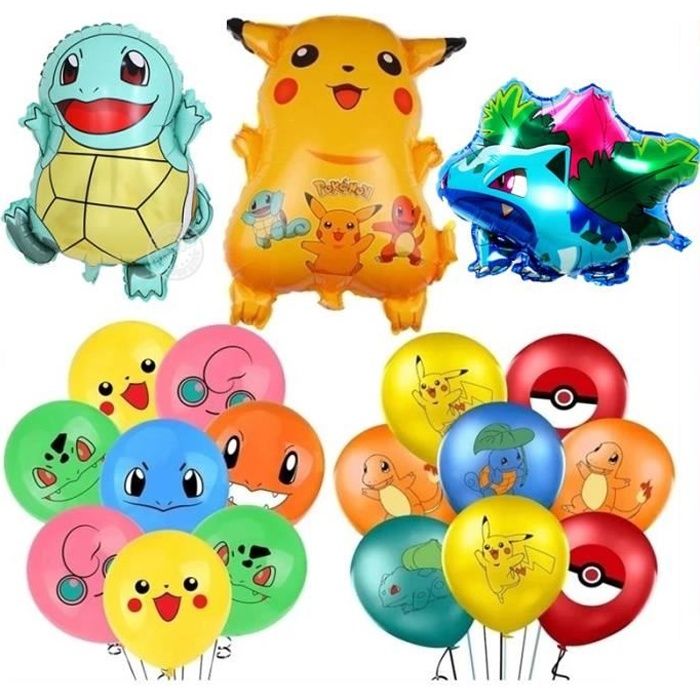 pcs Set Decoration De Fete D Anniversaire Pokemon Go Pikachu Ballons Imprimes Tasse Garniture De Gateau Banniere Drapeau E Cdiscount Maison