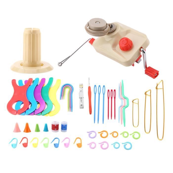 Kit Enrouleur De Laine Compact Avec 36 Accessoires – Inclut Jauge D'aiguilles, Clips, Ruban à Mesurer – Portable Pour Tricot
