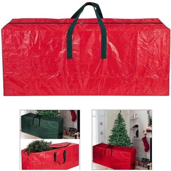 Sac de rangement PVC pour sapin de Noël L.137 x l.36 x H.47 cm rouge