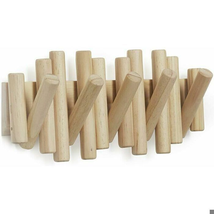 Lot De 2 Porte-manteaux Muraux En Bois Et Acier - 5 Crochets Chacun, Pour Entrée, Salle De Bain, Chambre - 3