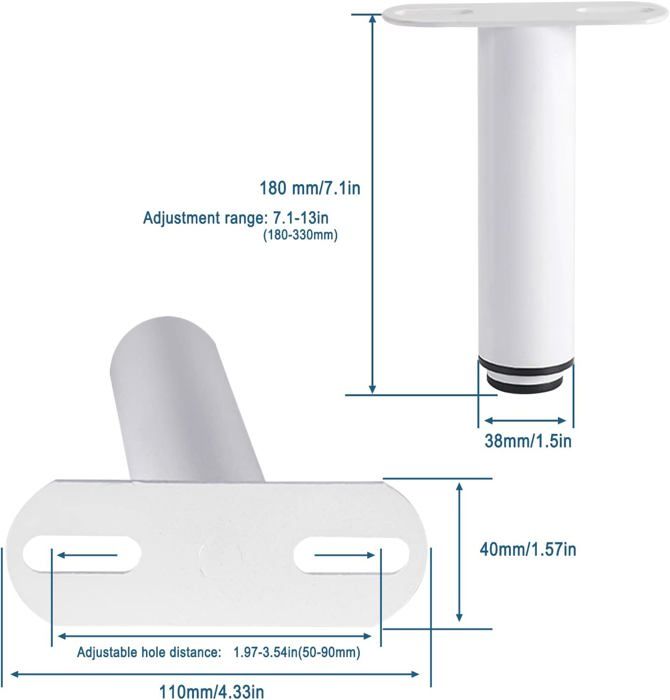 Pied De Lit De Sommier, Pied De Lit Liaison MéTal Meubles Robuste RéGlables en Hauteur 18-32 cm MéTal Pieds pour, TrèS RéSistants Convient pour Lattes Universel Sommier, Armoire (Noir Lot De 2