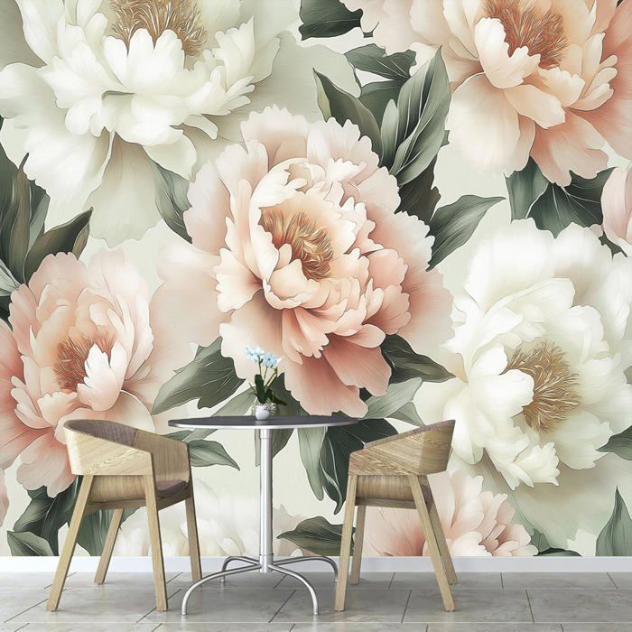 Papier Peint Pivoine Rose