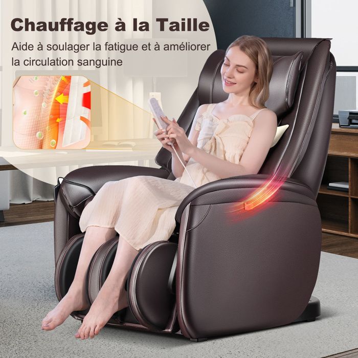 Fauteuil De Massage Shiatsu électrique Knetsch – Bluetooth, Cuir Beige, Inclinable