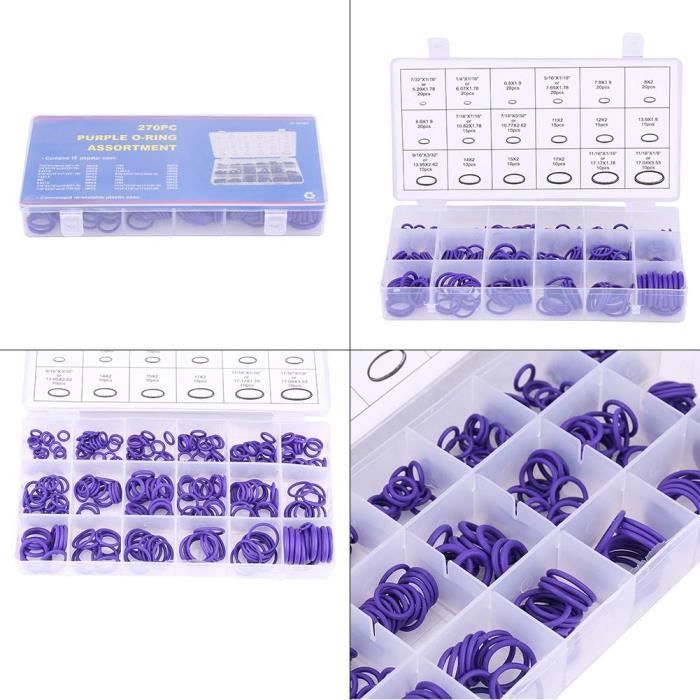 Kit Joints Toriques Climatisation Auto - 270 Pièces, Compatible R134A/R12 - Pour Réparation Compresseur HVAC - 3