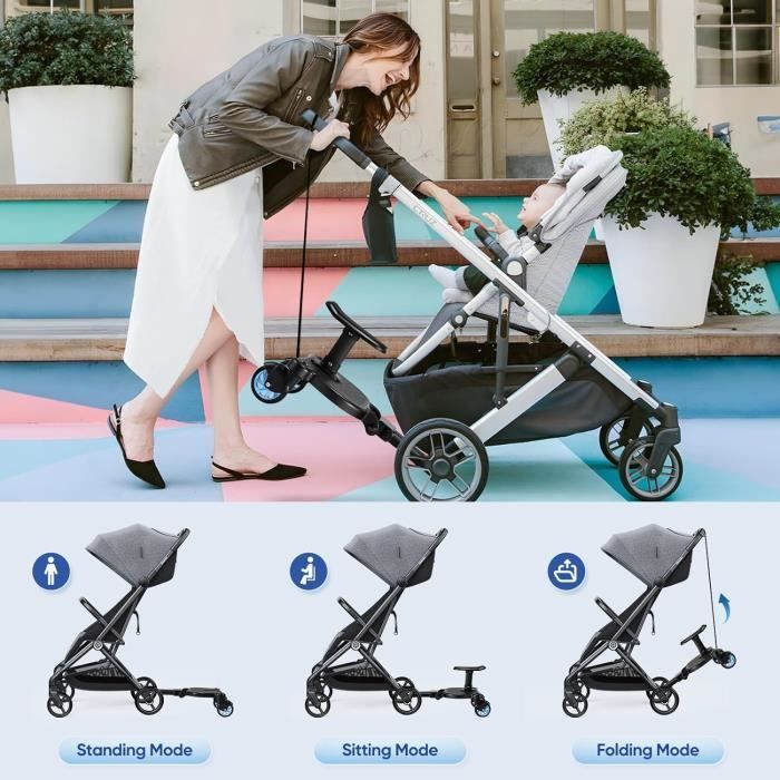 Planche Poussette Universelle Skate Poussette avec Siege Marche Pied pour Enfants de 2 a 7 Ans 55lb Cdiscount Puericulture Eveil bebe
